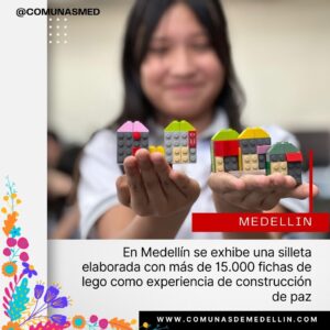 En Medellín se exhibe una silleta elaborada con más de 15.000 fichas de lego como experiencia de construcción de paz