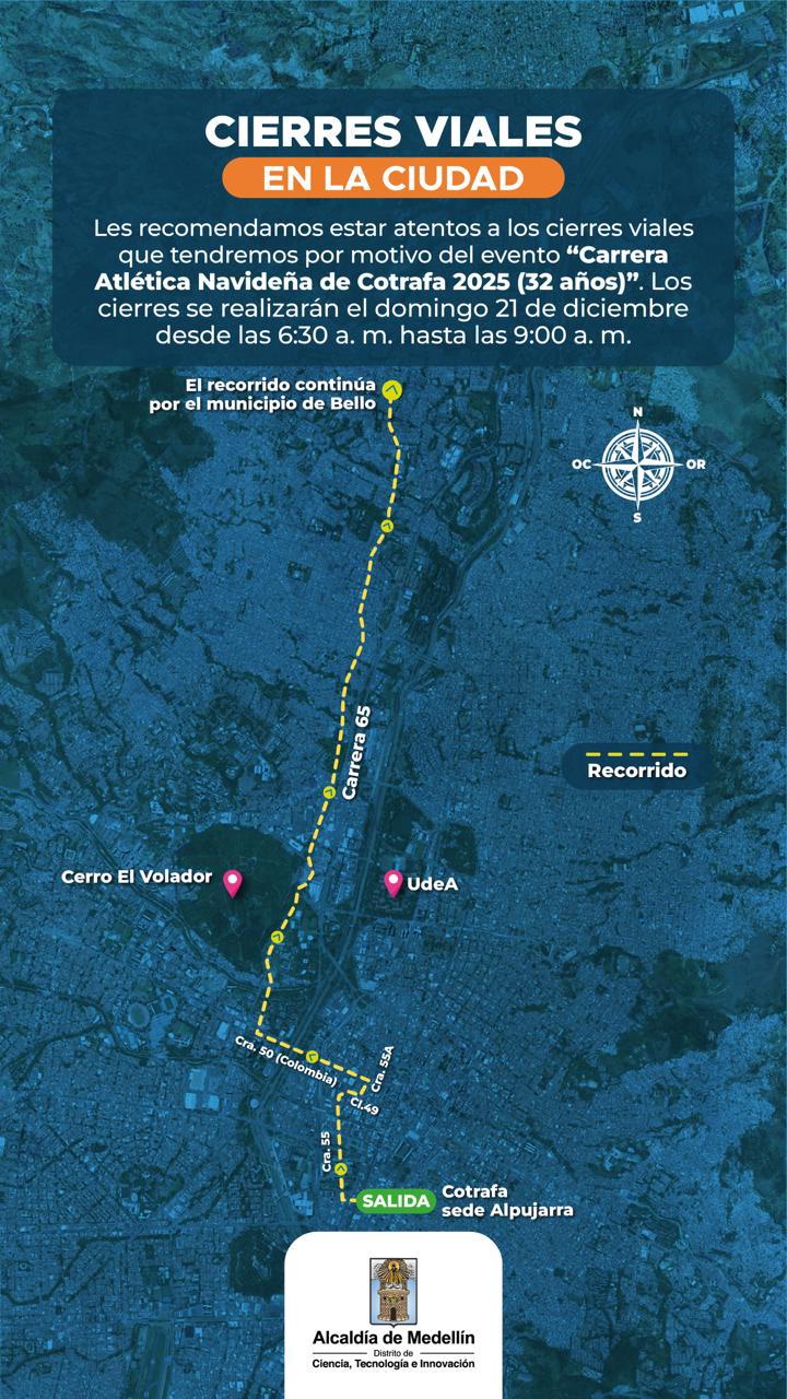 Cierres viales del fin de semana en Medellín 
