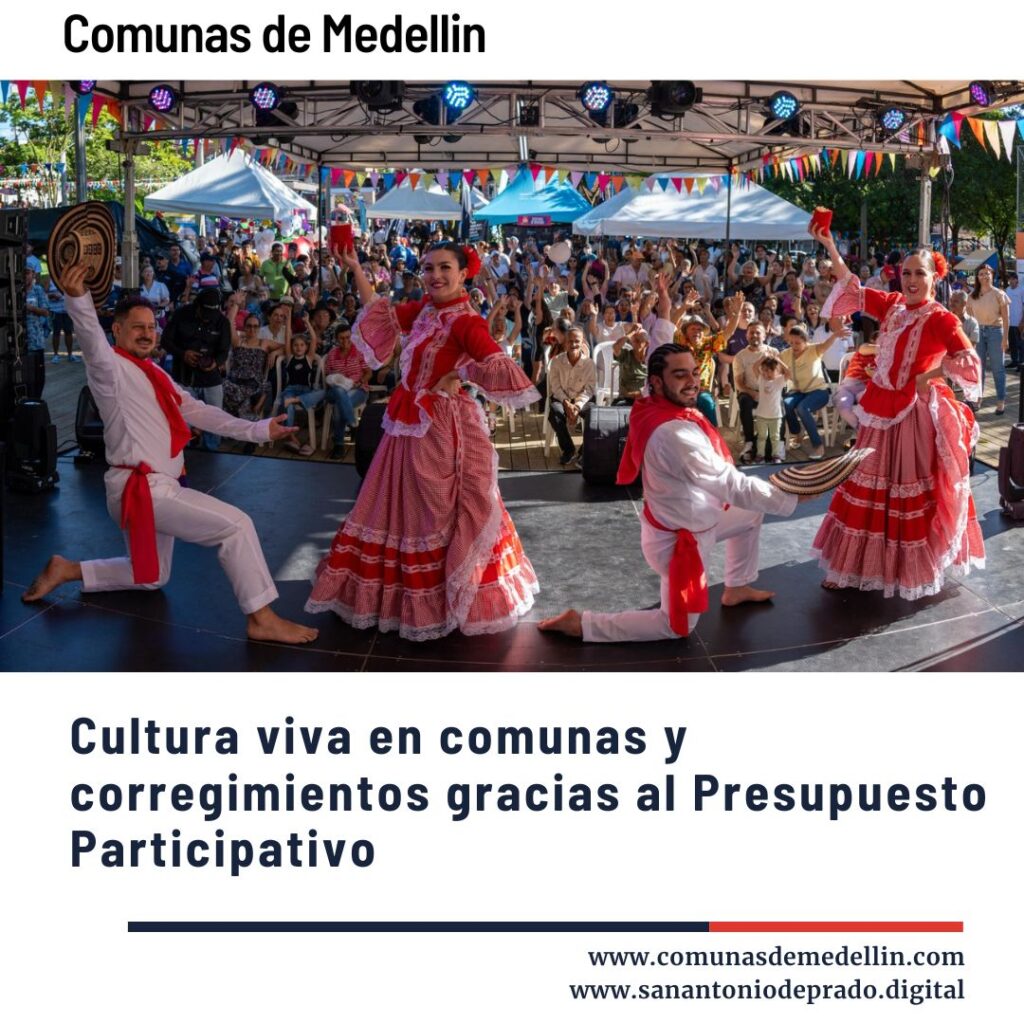 Danza tradicional en evento cultural financiado por Presupuesto Participativo en comunas de Medellín