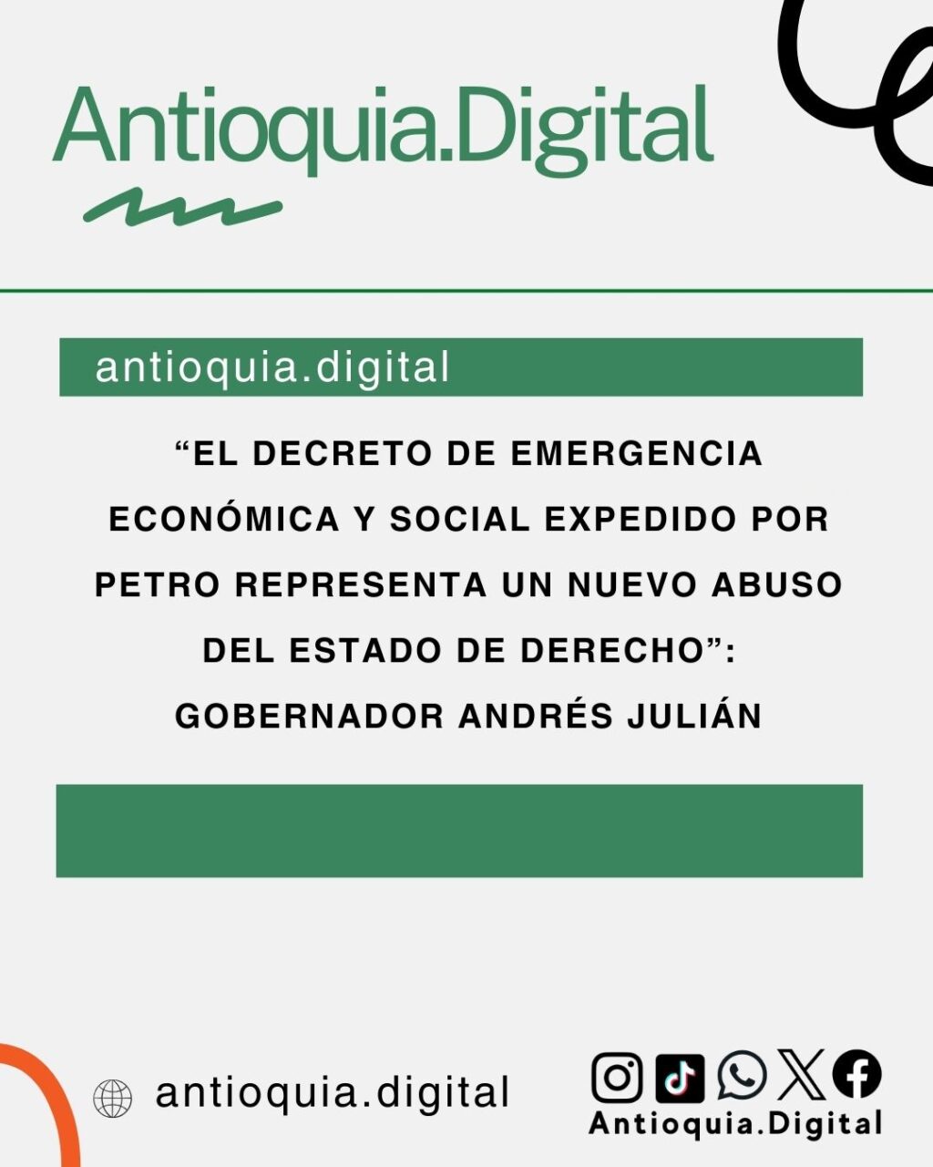 Mensaje oficial contra decreto Petro Antioquia