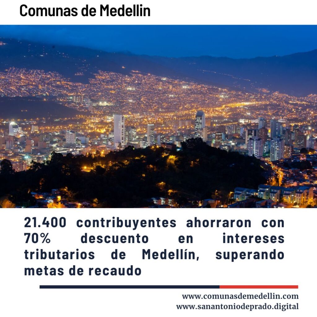 21.400 contribuyentes aprovecharon el descuento del 70 % en la tasa de intereses por mora de impuestos en Medellín