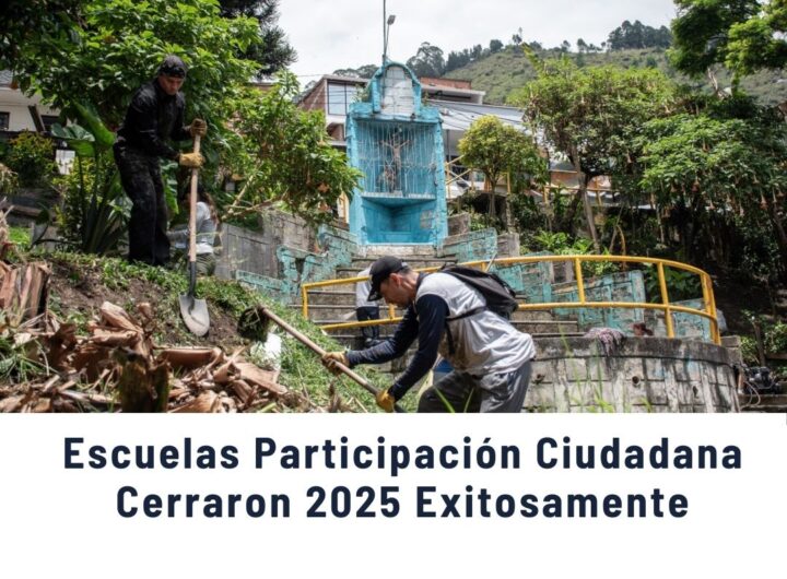 "Trabajo comunitario en laderas de Medellín: participantes de las Escuelas de Participación Ciudadana 2025 realizan labores de limpieza y mantenimiento ambiental, cerrando exitosamente el programa con más de 1.200 formados