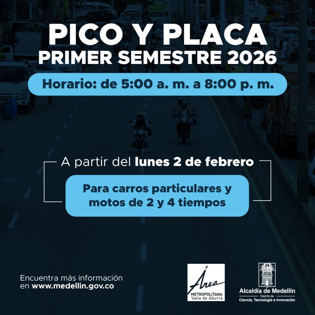 Pico y placa Medellin 2026 primer semestre
