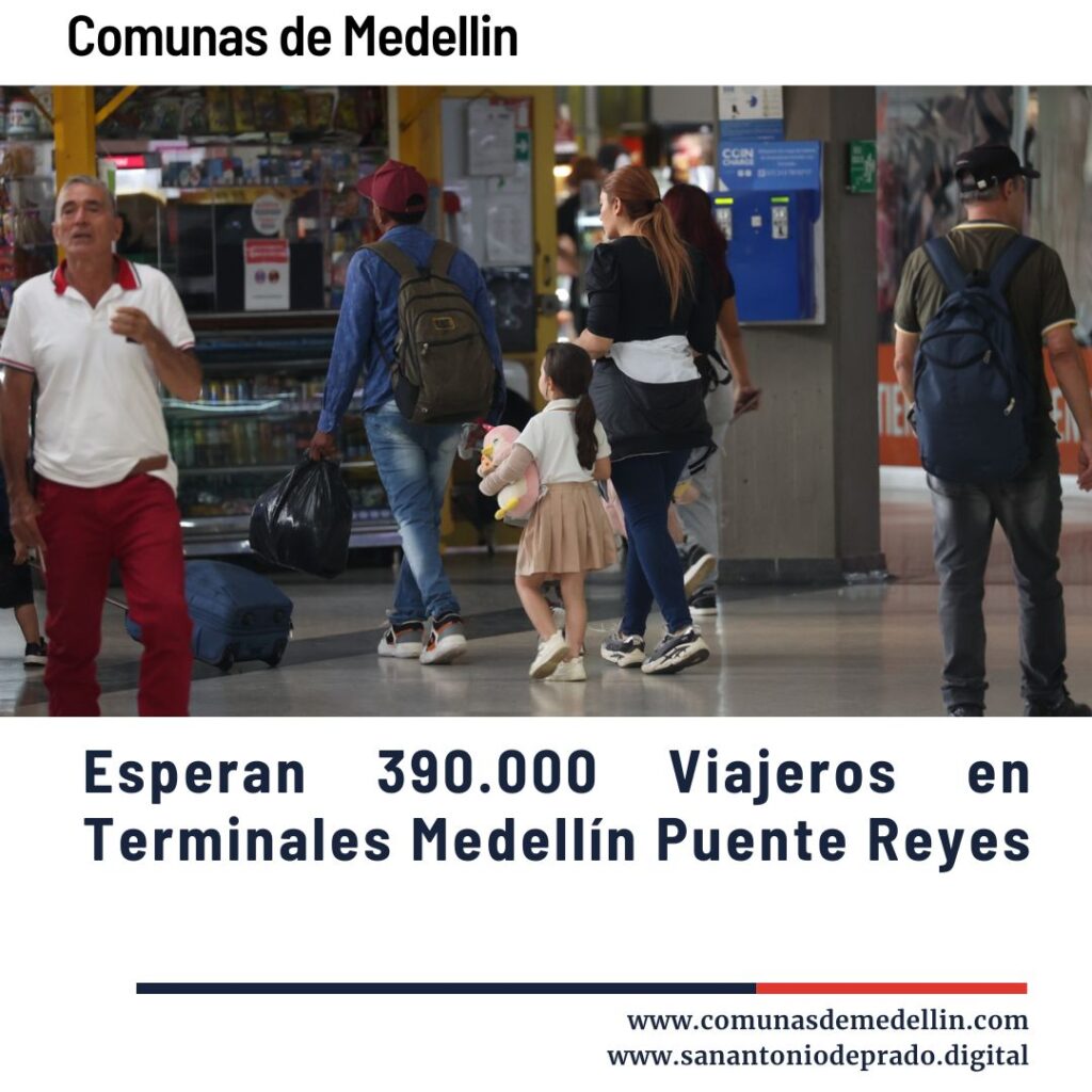 Escena de alta afluencia en terminal de Medellín durante Puente de Reyes: más de 390.000 viajeros esperados en Terminales Norte y Sur, familias y personas con maletas en movimiento