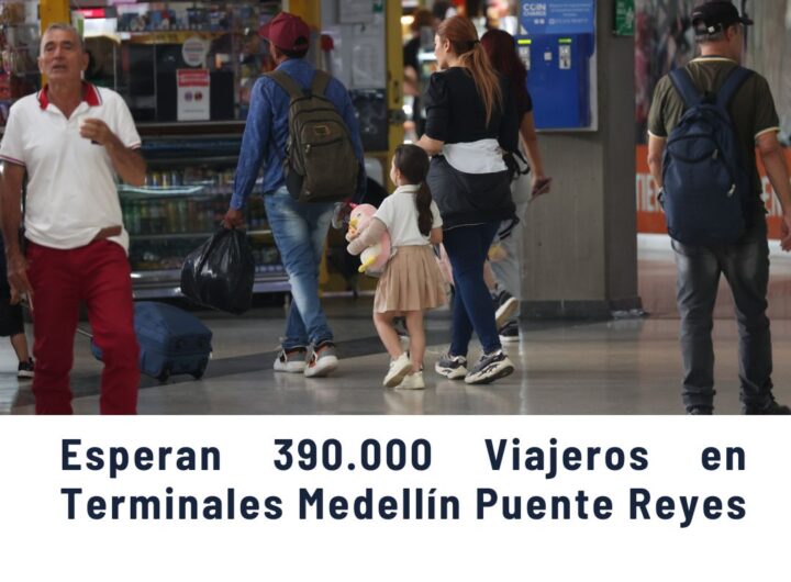Escena de alta afluencia en terminal de Medellín durante Puente de Reyes: más de 390.000 viajeros esperados en Terminales Norte y Sur, familias y personas con maletas en movimiento