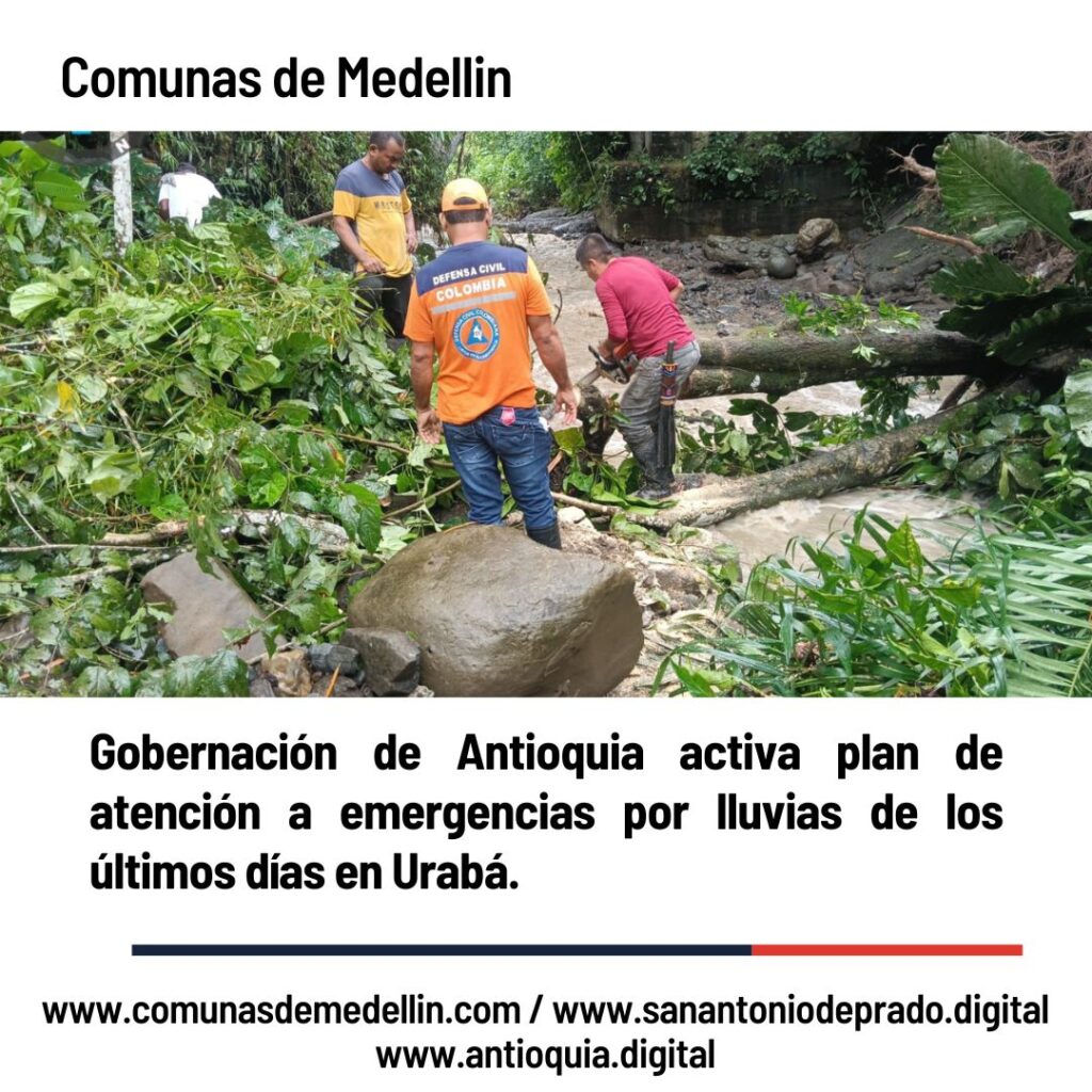 Gobernación de Antioquia activa plan de atención a emergencias por lluvias en Urabá