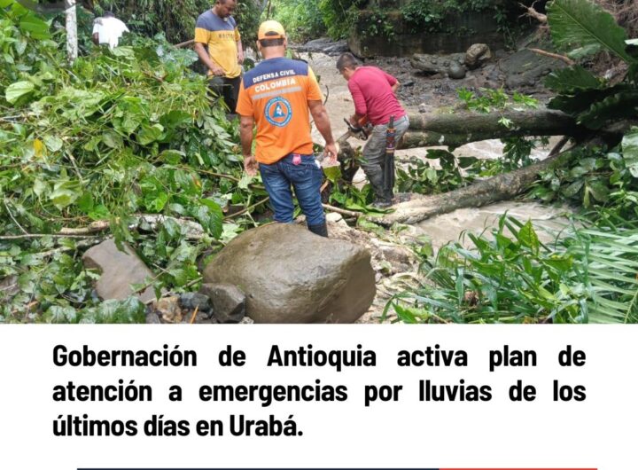 Gobernación de Antioquia activa plan de atención a emergencias por lluvias en Urabá