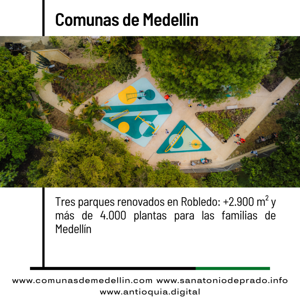 Tres parques renovados en Robledo ya están al servicio de la comunidad en Medellín