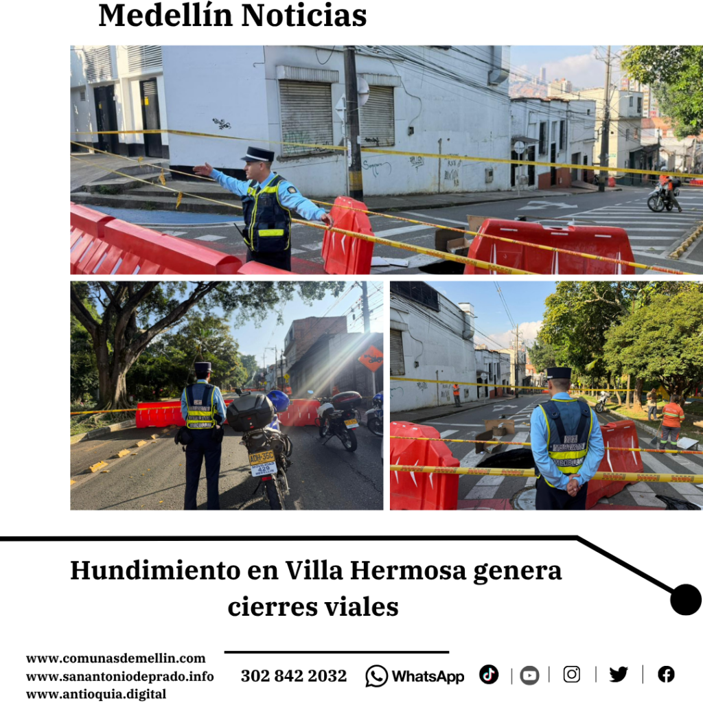 hundimiento de la calzada en Villa  Hermosa 