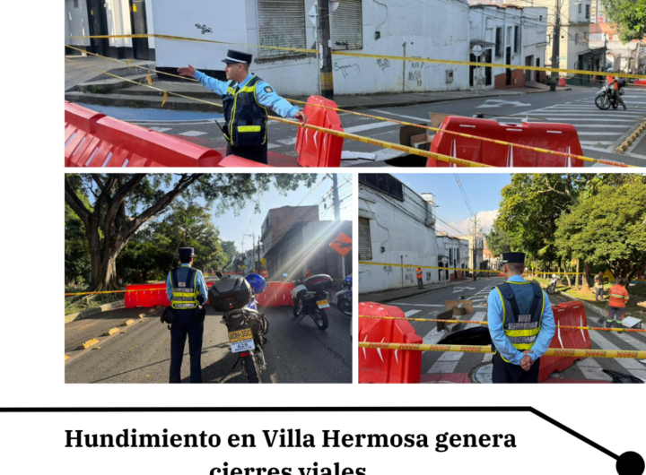 hundimiento de la calzada en Villa  Hermosa 