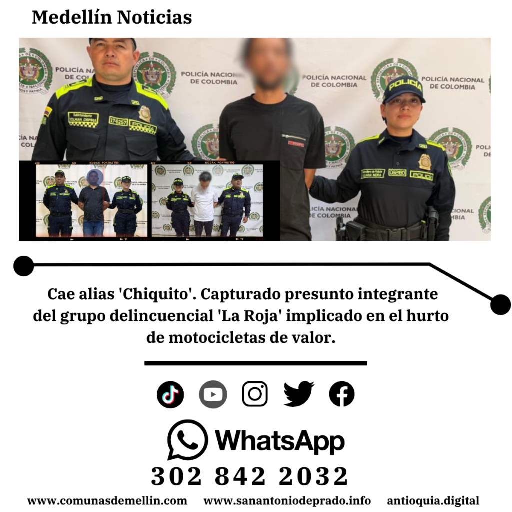 Tres capturados en Medellín tras seguidilla de hurtos