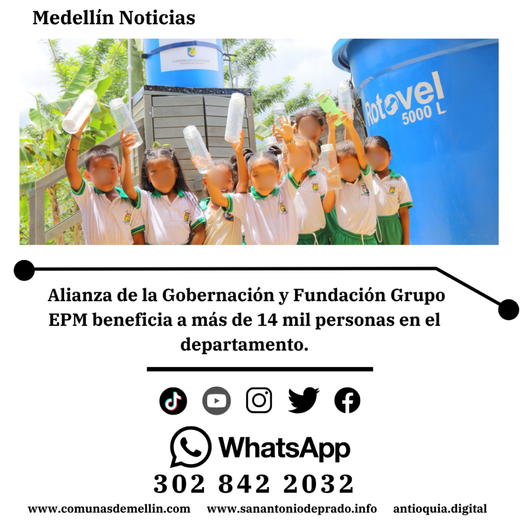 Agua potable llega a escuelas rurales de Antioquia