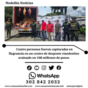 Incautan tres toneladas de carne ilegal en Medellín