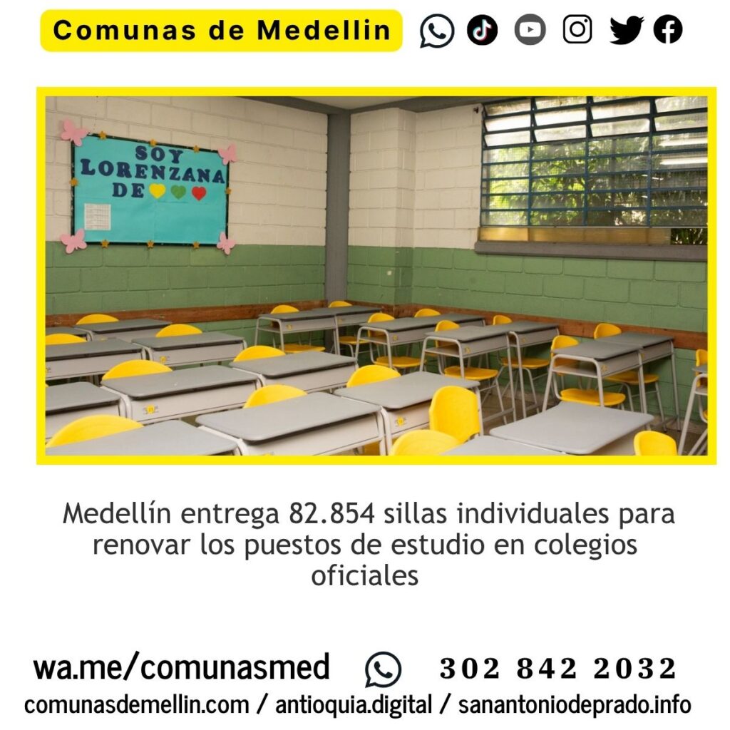 Medellín entrega 82.854 sillas en colegios públicos