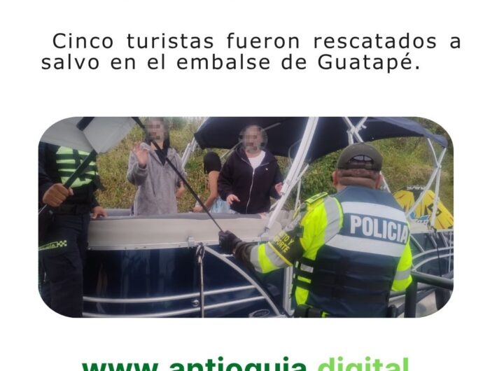 Rescatan 5 turistas en el embalse de Guatapé