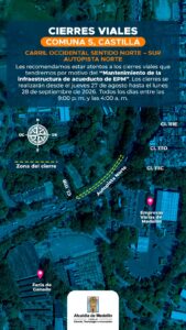 Cierres viales en Medellín este fin de semana