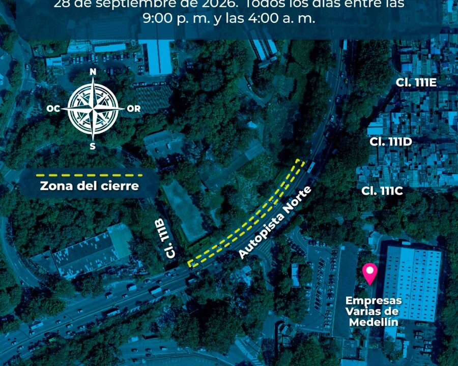 Cierres viales en Medellín este fin de semana