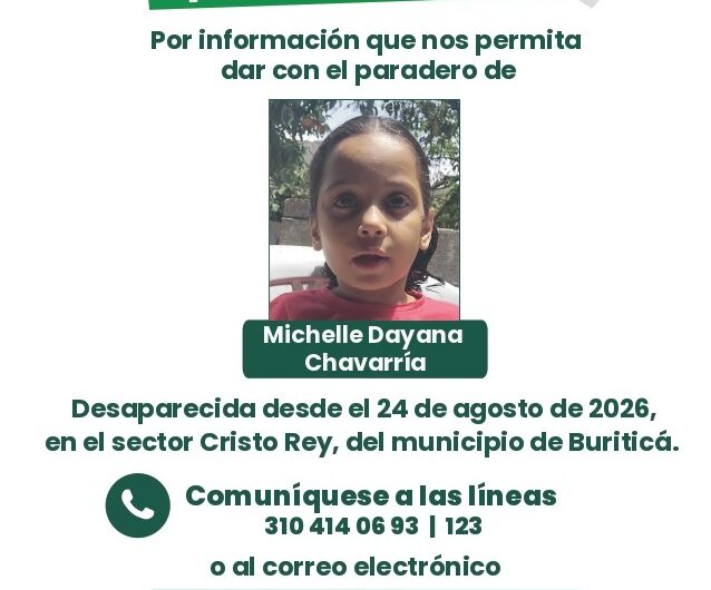 Intensifican la búsqueda de la niña Michelle en Buriticá