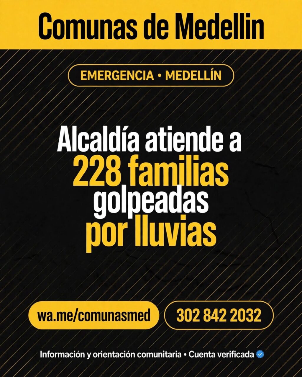 Alcaldía atiende a 228 familias golpeadas por lluvias
