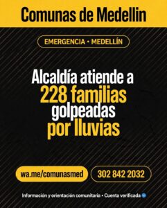 Alcaldía atiende a 228 familias golpeadas por lluvias