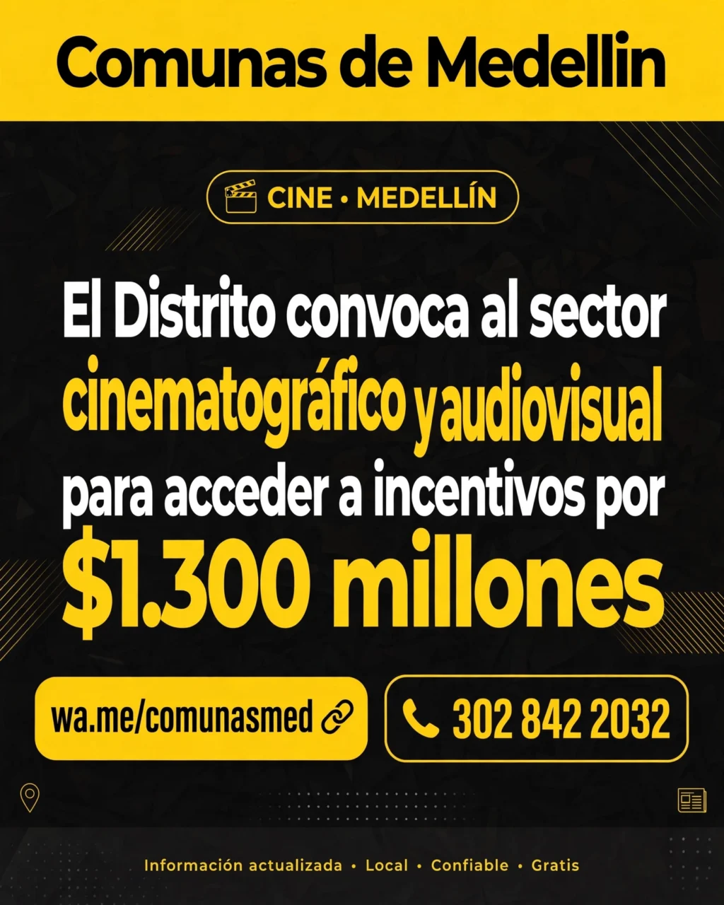 Medellín abre incentivos por $1.300 millones en cine