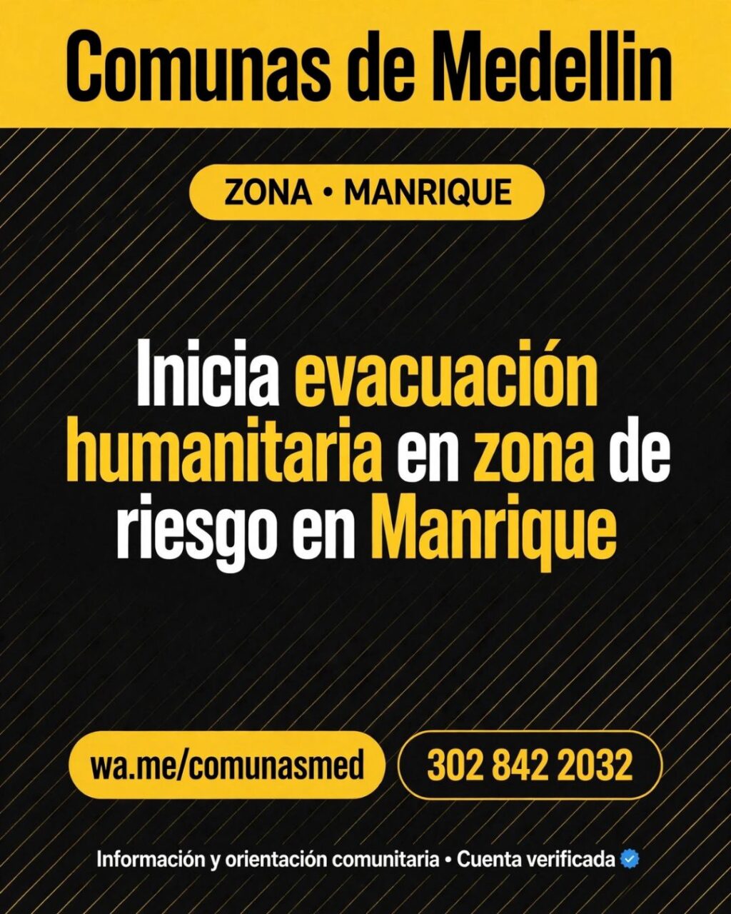 Evacuación por riesgo alto en Manrique El Jardín