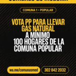 Gas natural para 100 hogares en la comuna Popular