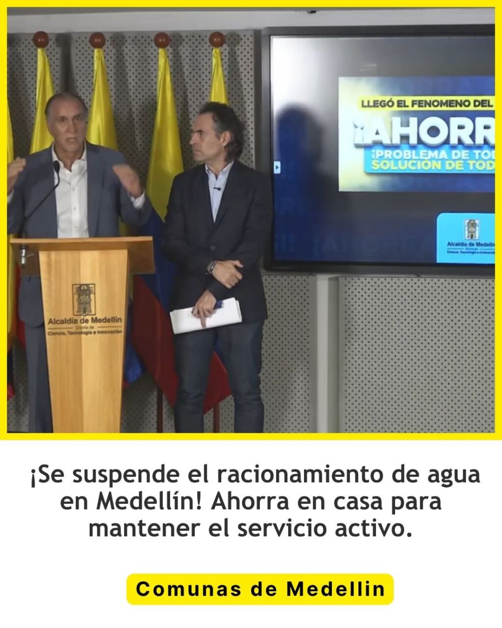 Suspenden racionamiento de agua en Medellín por ahorro