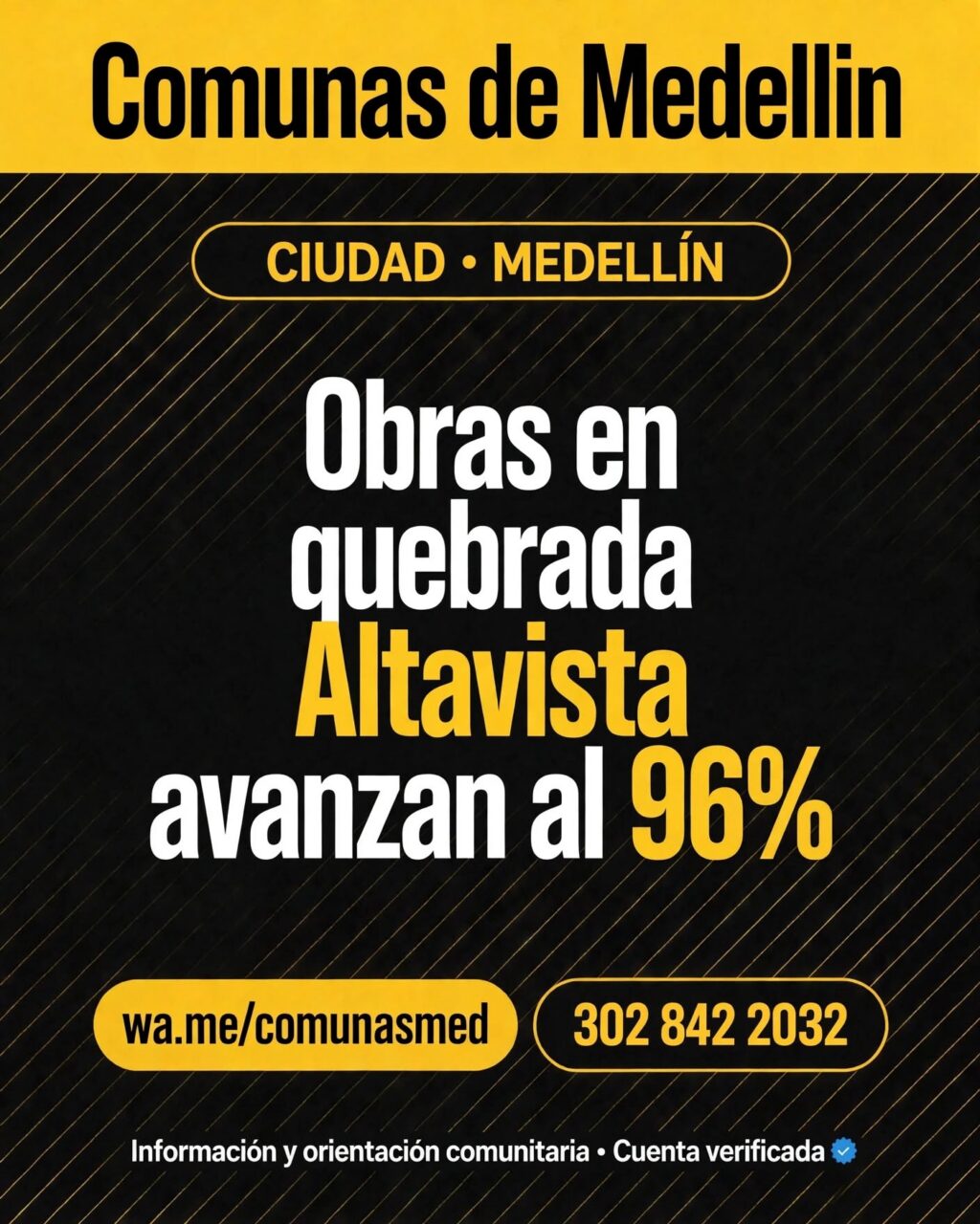 Obras en quebrada Altavista avanzan al 96%
