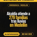 Alcaldía atiende a 279 familias tras lluvias en Medellín