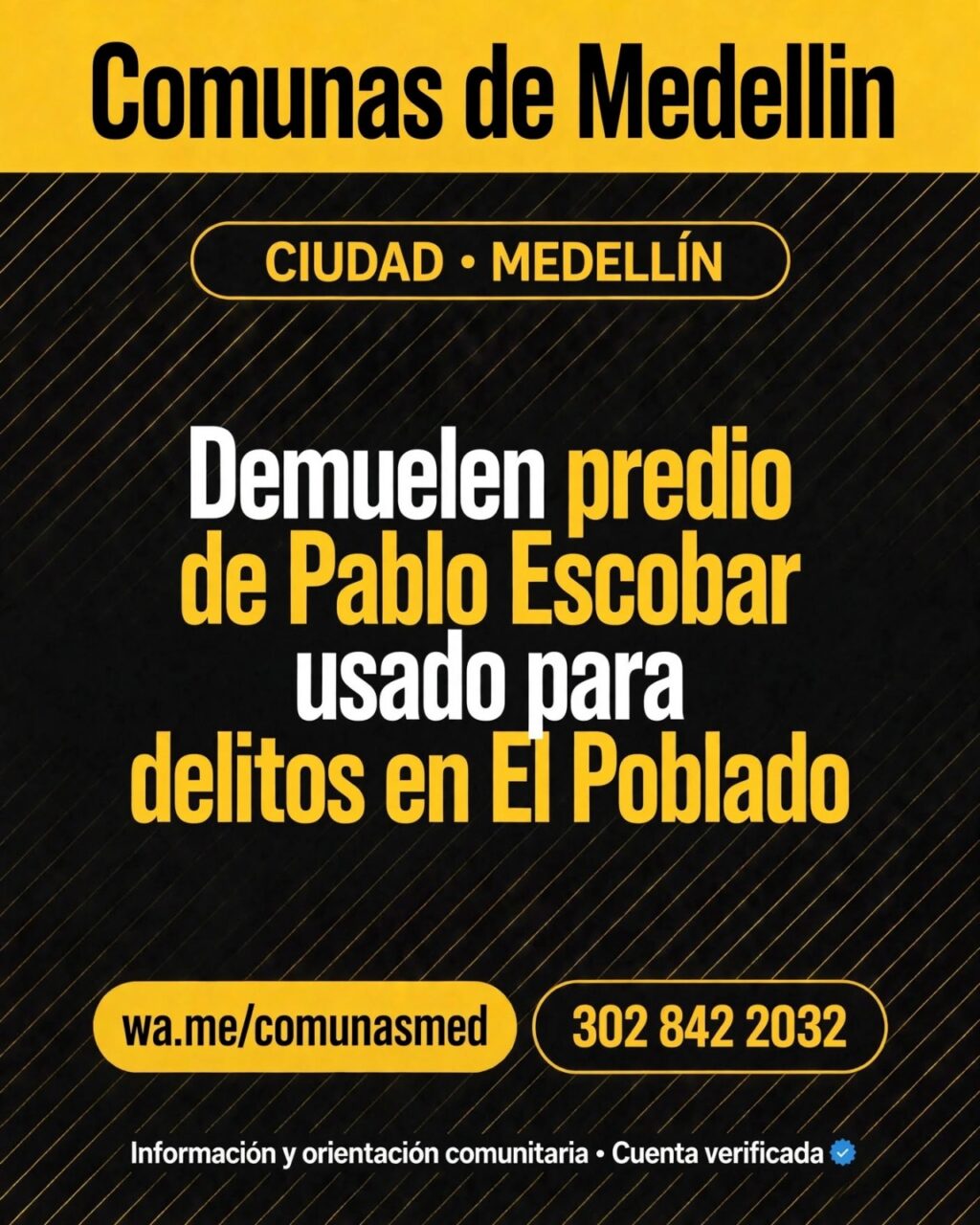 Demuelen predio de Pablo Escobar usado para delitos en El Poblado