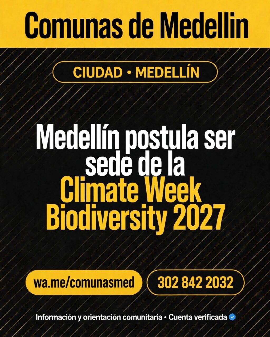 Medellín postula ser sede de la Climate Week Biodiversity 2027