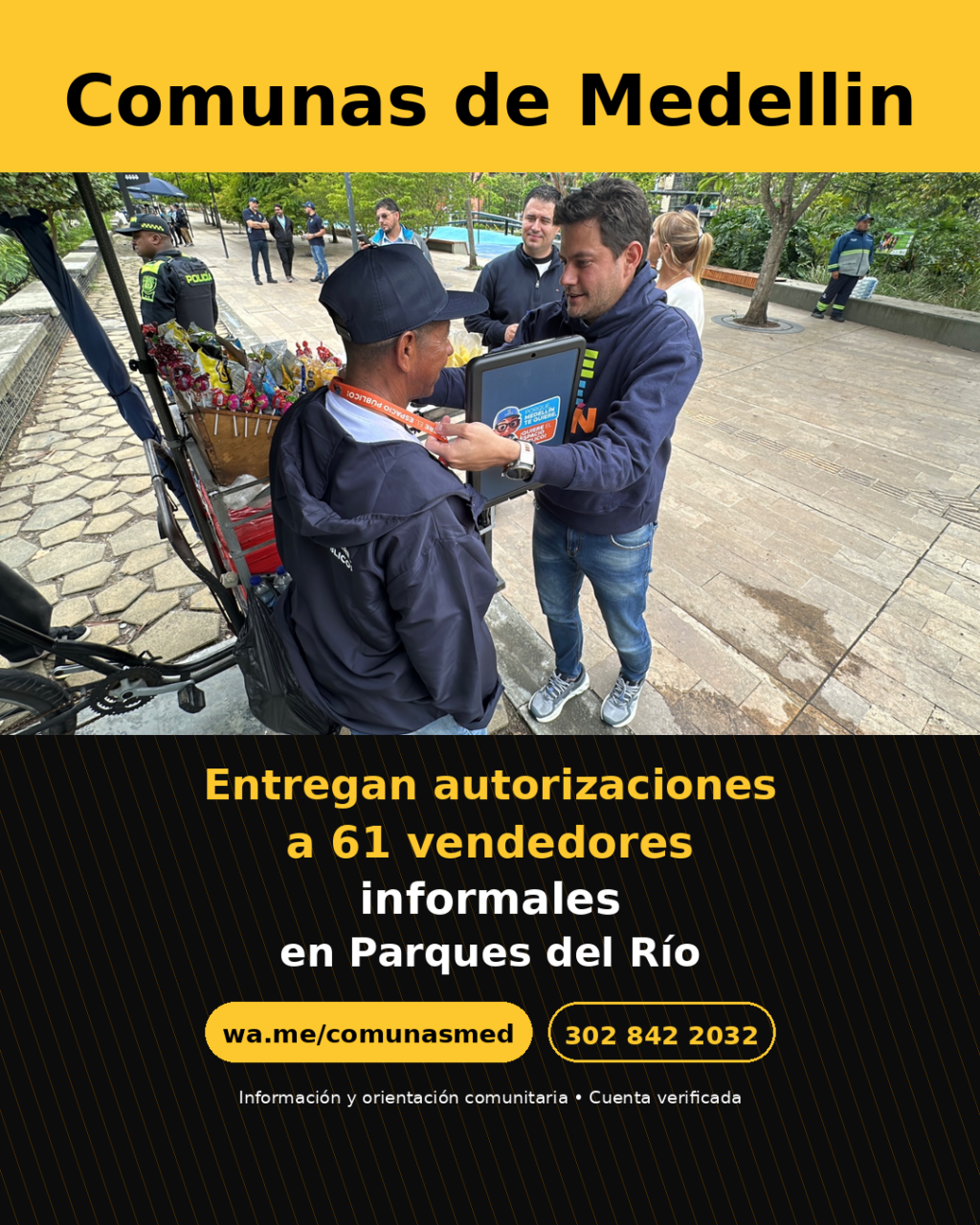 Entregan autorizaciones a 61 vendedores informales en Parques del Río